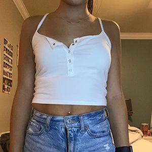 White Button Up Crop Top